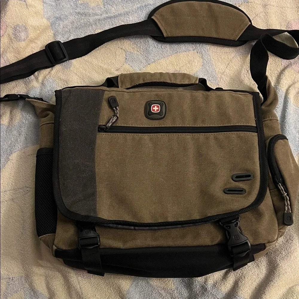 SwissGear Black and Brown Men's Messenger Bag